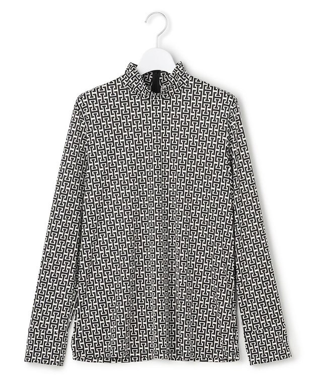 ICB 【30th ANNIVERSARY】 モノグラムプリントスムース ボウタイブラウス オフホワイト×ブラック系