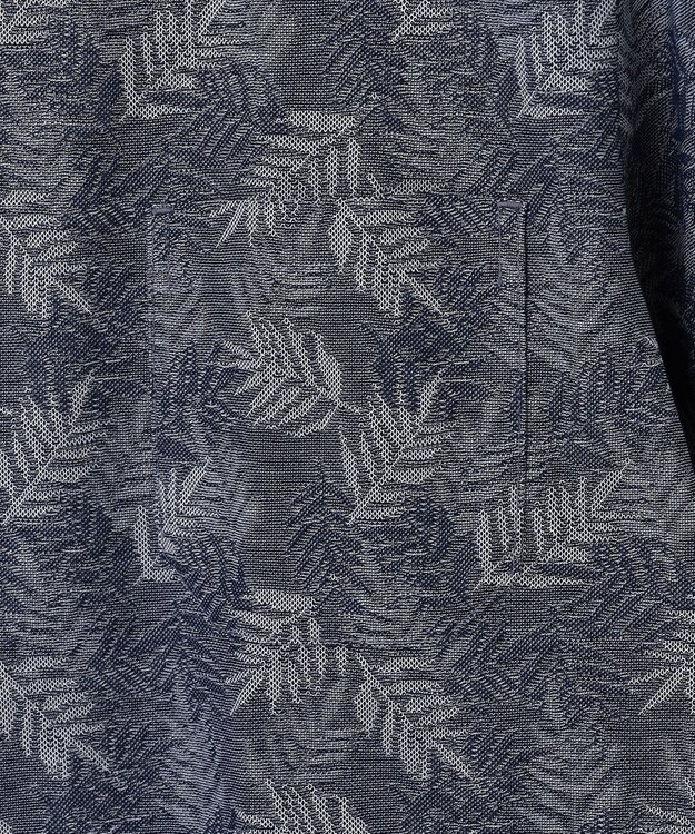 JOSEPH ABBOUD 【吸水速乾】リーフ柄ジャガード 半袖 ポロシャツ ダルブルー系
