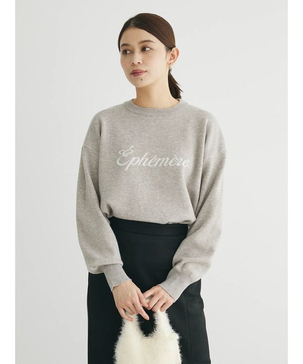 Green Parks もちやわ　ロゴニットプルオーバー Beige Mixture