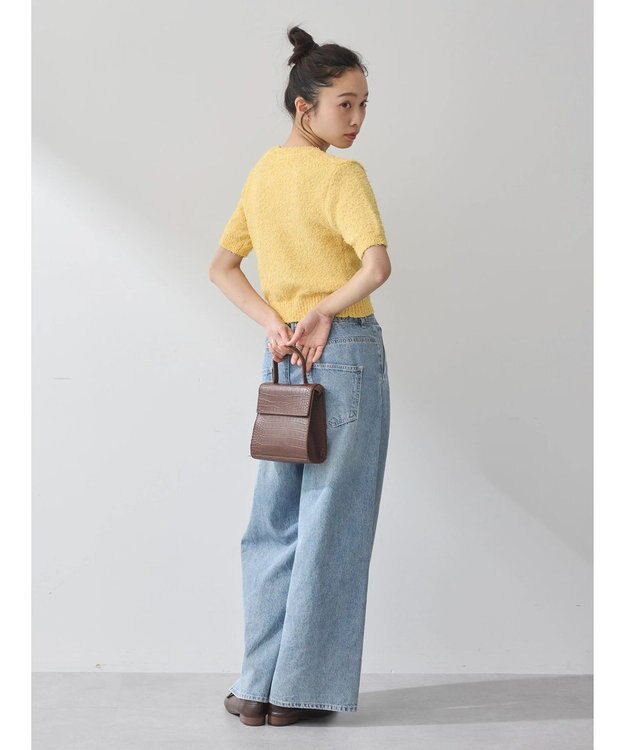 earth music&ecology ツイストブークレ半袖プルオーバー Light Yellow