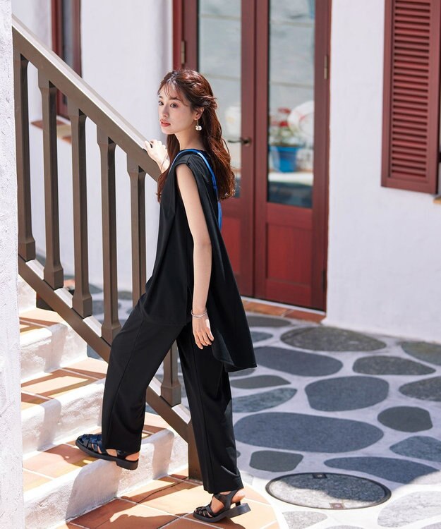 Tiaclasse 【洗える】カットツイルセットアップ（2点セット） ブラック