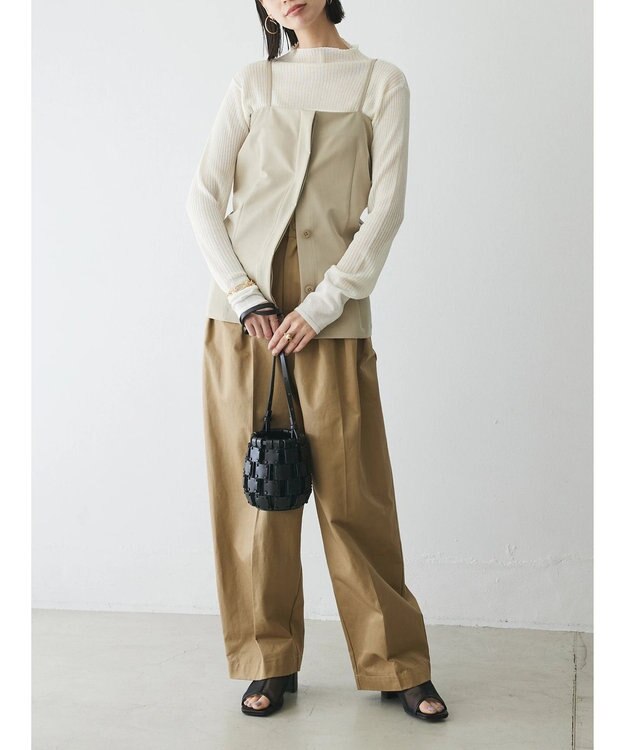 Green Parks AnriettMusee ラメ切替スリーブリブシアーニット Off White