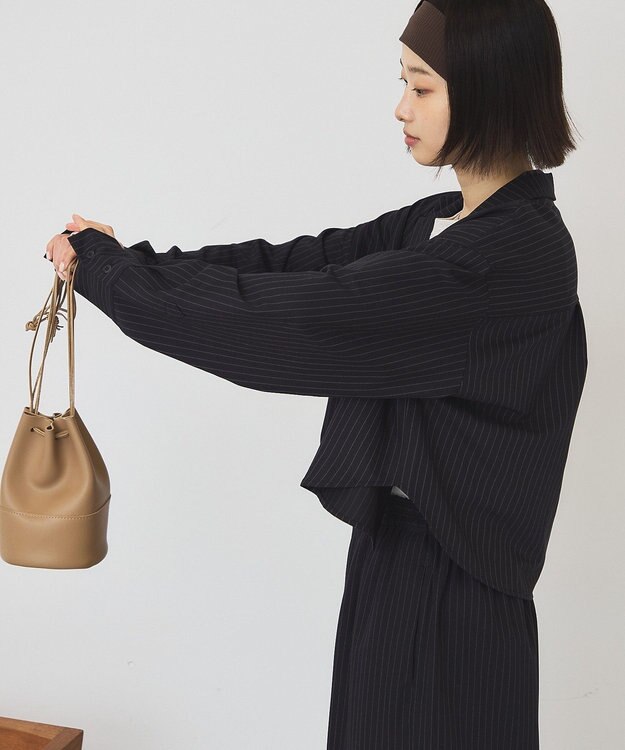 AMERICAN HOLIC 【2点セット・マルチ機能】タイトスカート+ショート丈シャツ Stripe Navy