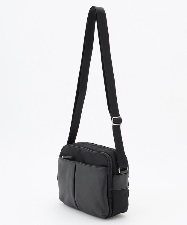 Y'SACCS ナイロン×牛革コンビシリーズ　横型ショルダーバッグ　SSサイズ ブラック