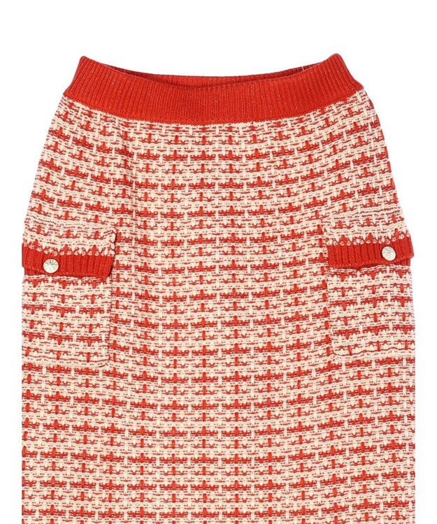 Green Parks ・ｆｕｒｒｙ　ｒａｔｅ　ツィードラメニットスカート Orange