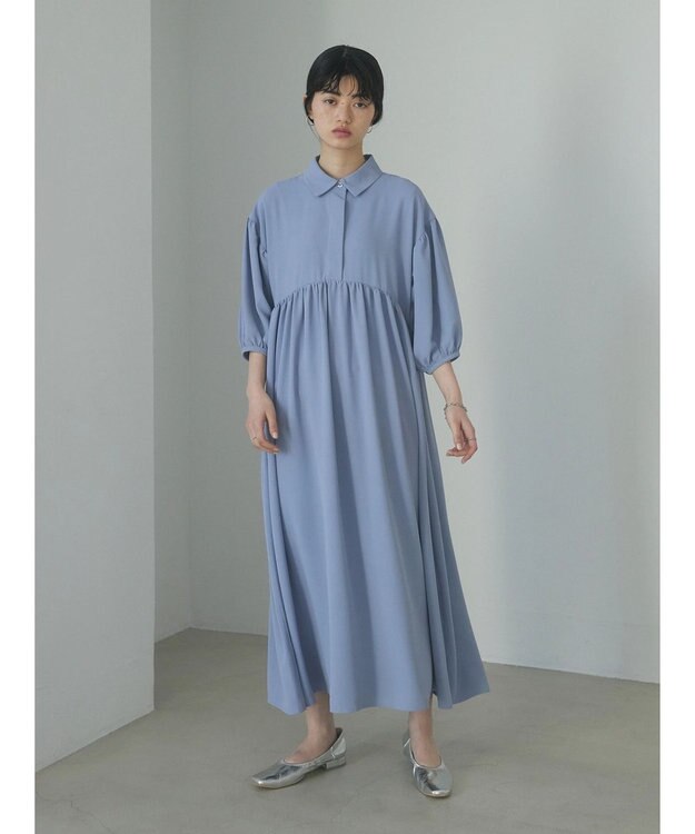 Green Parks ａ．衿付き切り替えワンピース Blue