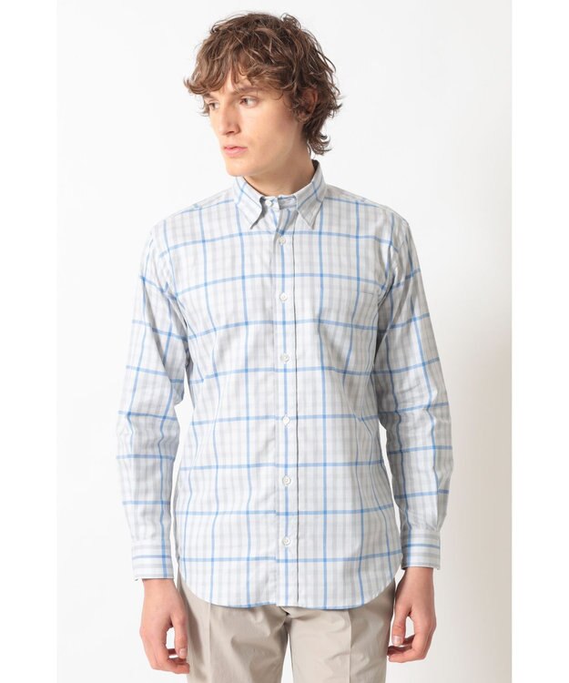 DAKS コットン ハウスチェックシャツ カシミヤブルー