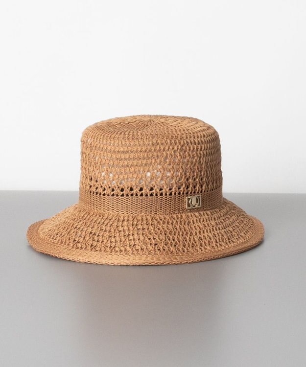 AURORA LANVIN en Bleu ランバン オン ブルー 手編み風ペーパーサーモ中ツバ ハット ライトブラウン