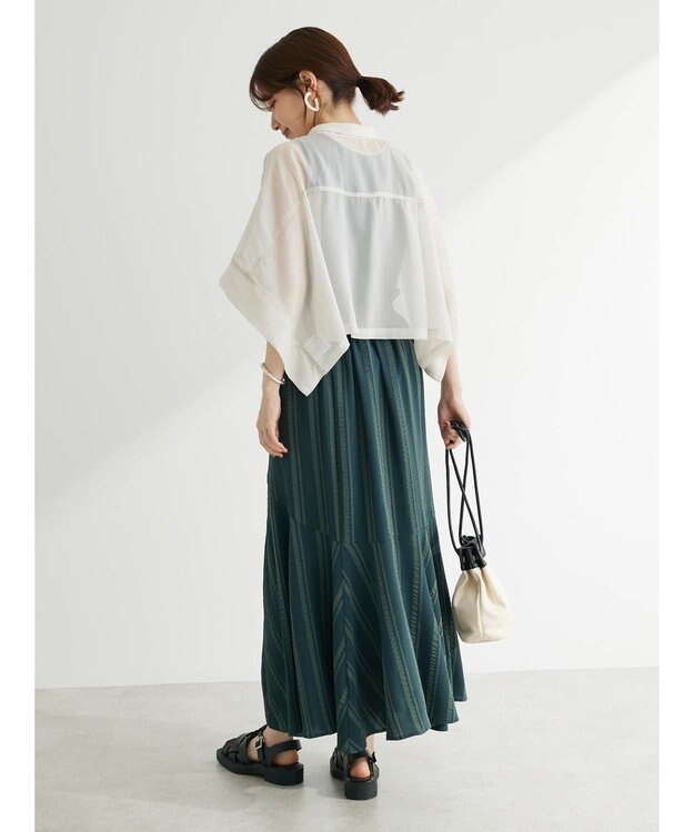 Green Parks ・ＥＬＥＮＣＡＲＥ　ＤＵＥ　ラメシフォンショートシャツ Ivory