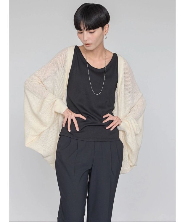 AMERICAN HOLIC ニュアンスメッシュニットカーディガン Ivory