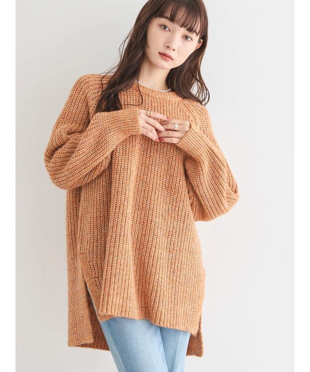 AMERICAN HOLIC Ｍｉｘヤーンラグランニットプルオーバー Orange