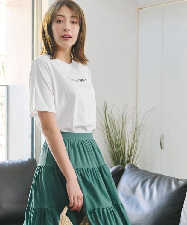 Tiaclasse 【洗える】刺繍ロゴシンプルTシャツ オフホワイト