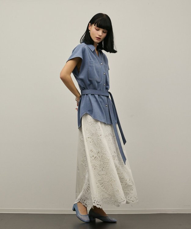 GRACE CONTINENTAL ジャージワークシャツ ブルー