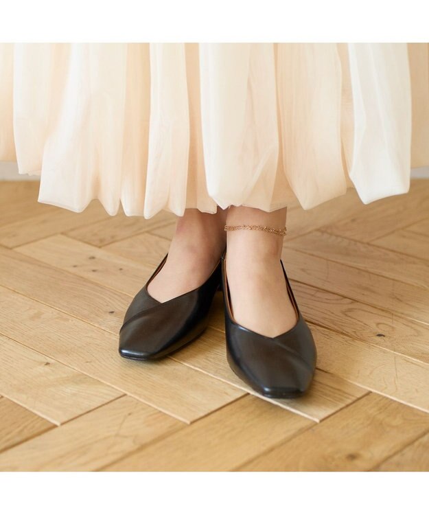MODE ET JACOMO <carino>スクエアトゥバレエシューズ ブラック