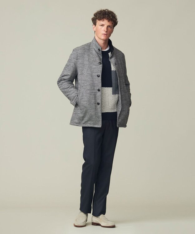 J.PRESS MEN ショートカーコート スタンドカラーブルゾン グレー系3