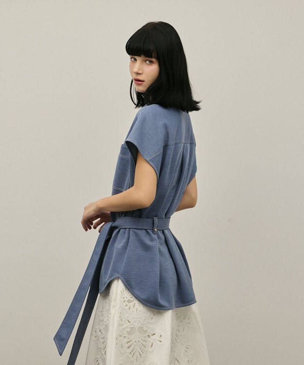 GRACE CONTINENTAL ジャージワークシャツ ブルー