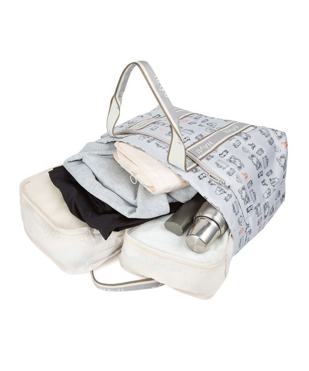 ACE BAGS & LUGGAGE HAyU × ace.  フォールディング 折り畳みトートバッグ 猫柄 30L 17862 ライトベージュ柄