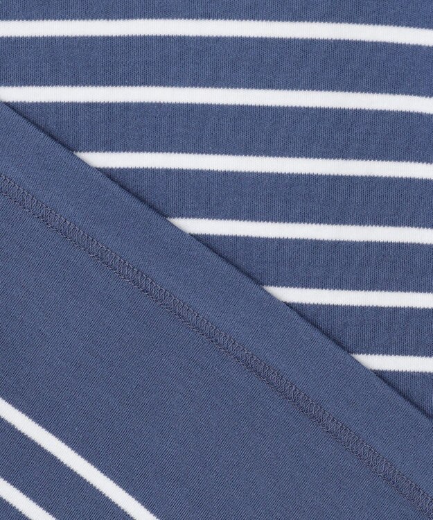 23区 【洗える】Armor-lux スムース ボーダー クロップド カットソー ブルー×オフボーダー