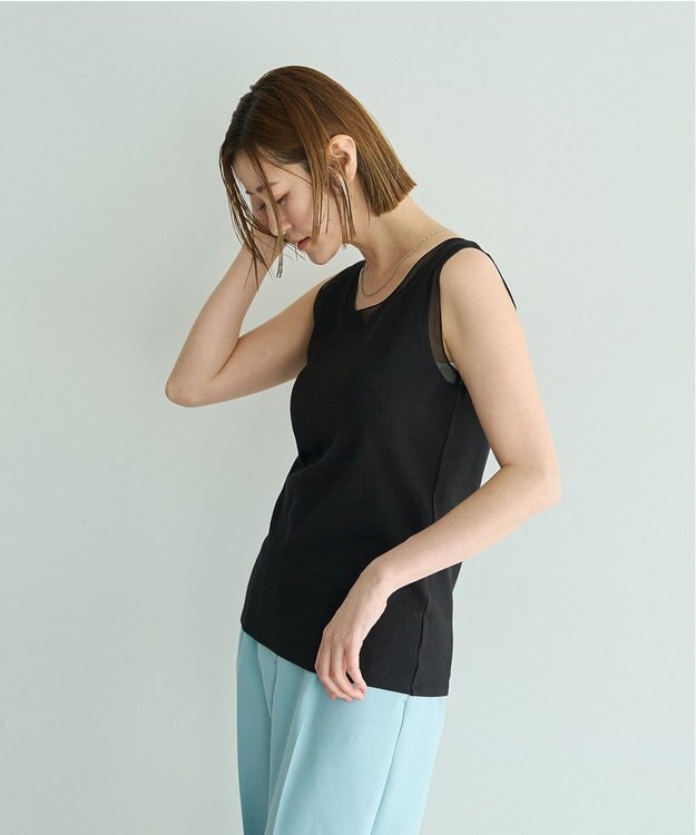 YECCA VECCA チュールMIXリブインナー Black