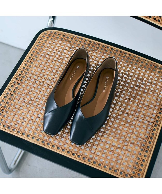 MODE ET JACOMO <carino>スクエアトゥバレエシューズ ブラック