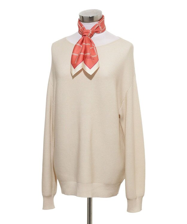 MOONBAT 【シルク100%】FURLA (フルラ) ダイアゴナルチェック 格子柄 シルクプリントスカーフ 58cm×58cm UV対策 手洗い可能 オレンジ