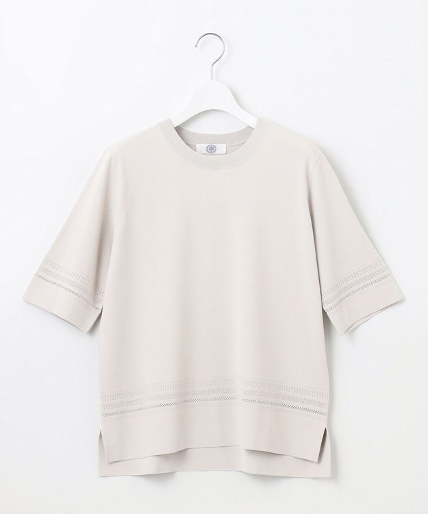 J.PRESS LADIES L 【洗える】レーヨンエリートストレッチ 編み柄 ニット グレージュ系