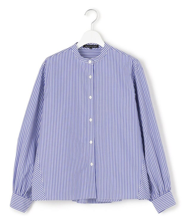 23区 L 【洗える】CANCLINI ティアードフリル ブラウス ブルーストライプ