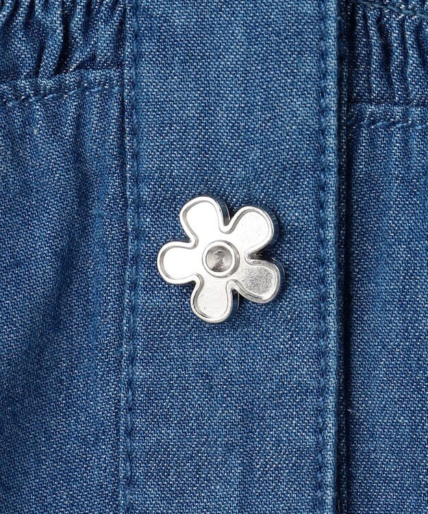 組曲 KIDS 【110-140㎝】 フラワーボタンデニムワンピース ネイビー