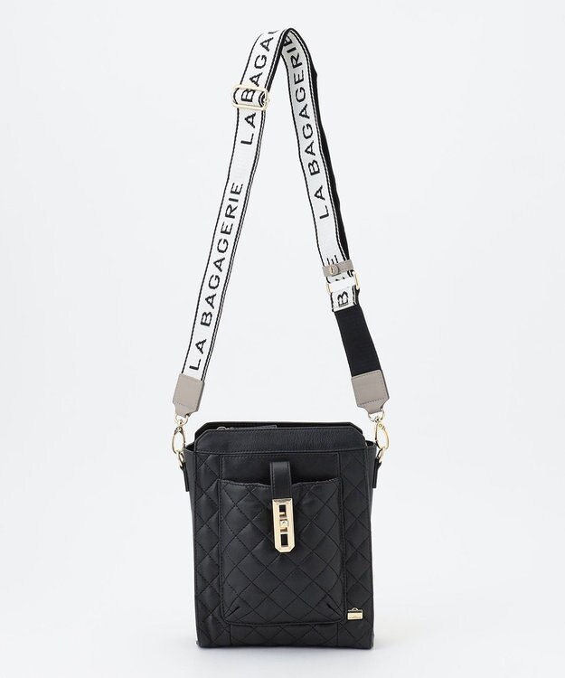 LA BAGAGERIE シープキルトWストラップスクエアショルダー ブラック
