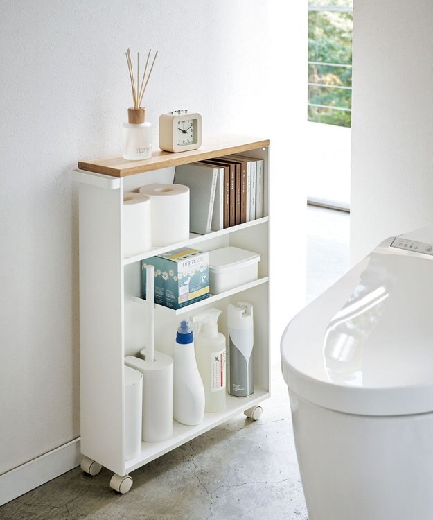 tower ハンドル付きスリムトイレラック タワー ホワイト ホワイト