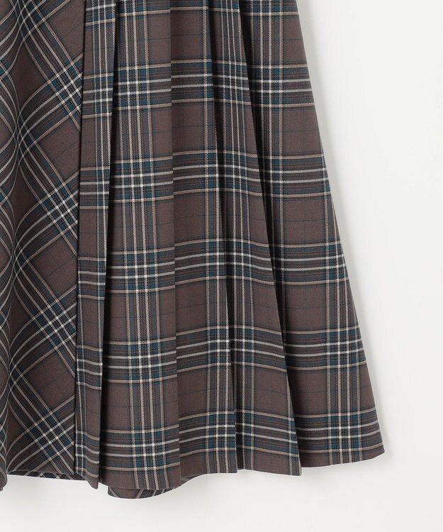 ANY SIS 【洗える】サイドプリーツチェックフレア スカート ブラウンチェック