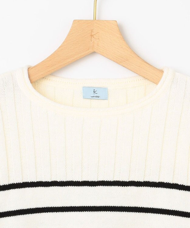 組曲 華奢見え パネルボーダーニット オフ×ブラック系1