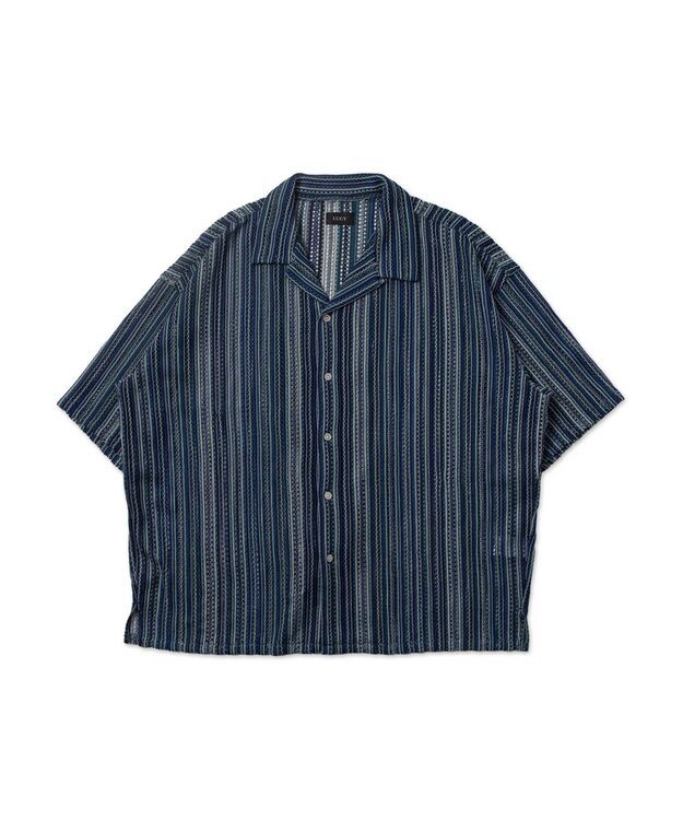 WEGO ストライプメッシュBIGシャツ（S） 柄3