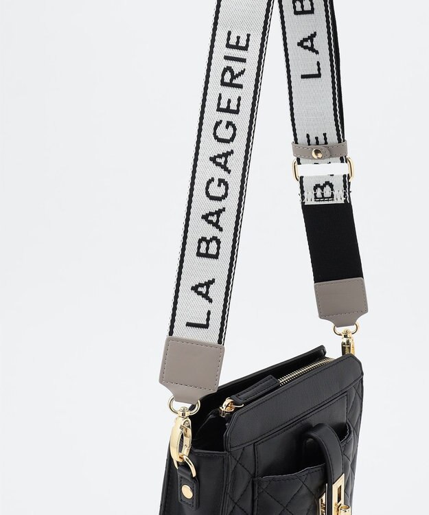 LA BAGAGERIE シープキルトWストラップスクエアショルダー ブラック