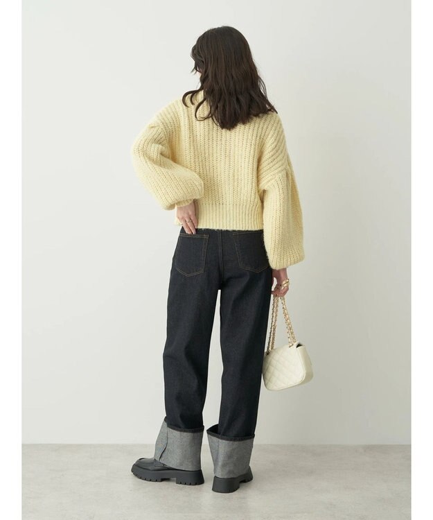 earth music&ecology ヘアリーショートニットカーディガン Light Yellow