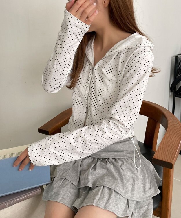 WEGO 柄Wジップパーカー ホワイト