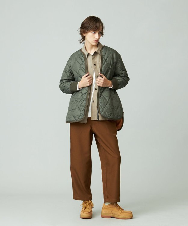 J.PRESS YORK STREET 【WOMEN】ショートキルトブルゾン カーキ系