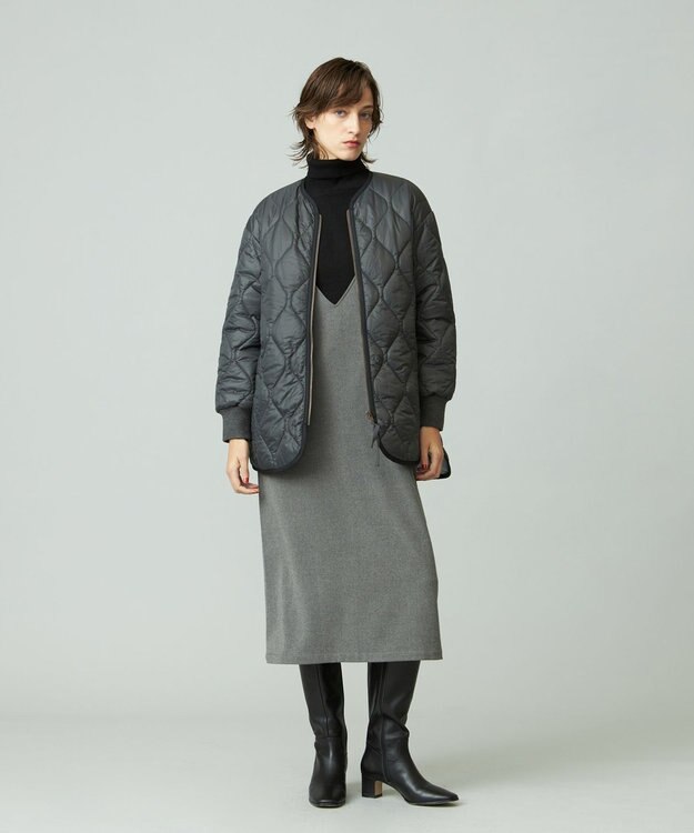 J.PRESS YORK STREET 【WOMEN】ショートキルトブルゾン グレー系