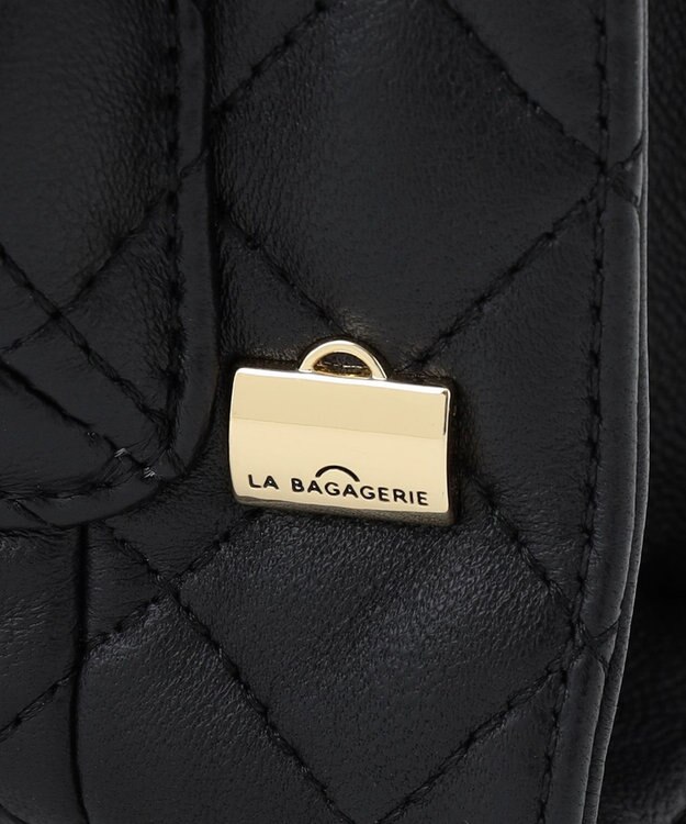 LA BAGAGERIE シープキルトWストラップスクエアショルダー ブラック