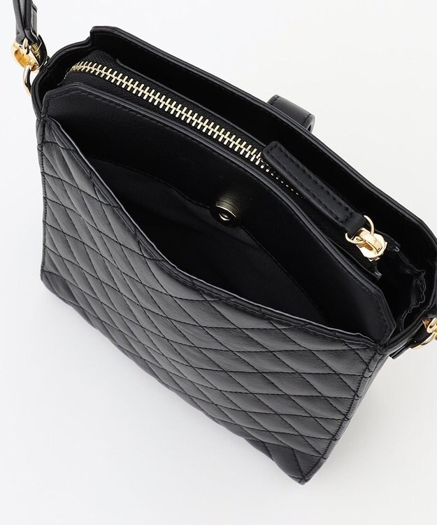 LA BAGAGERIE シープキルトWストラップスクエアショルダー ブラック