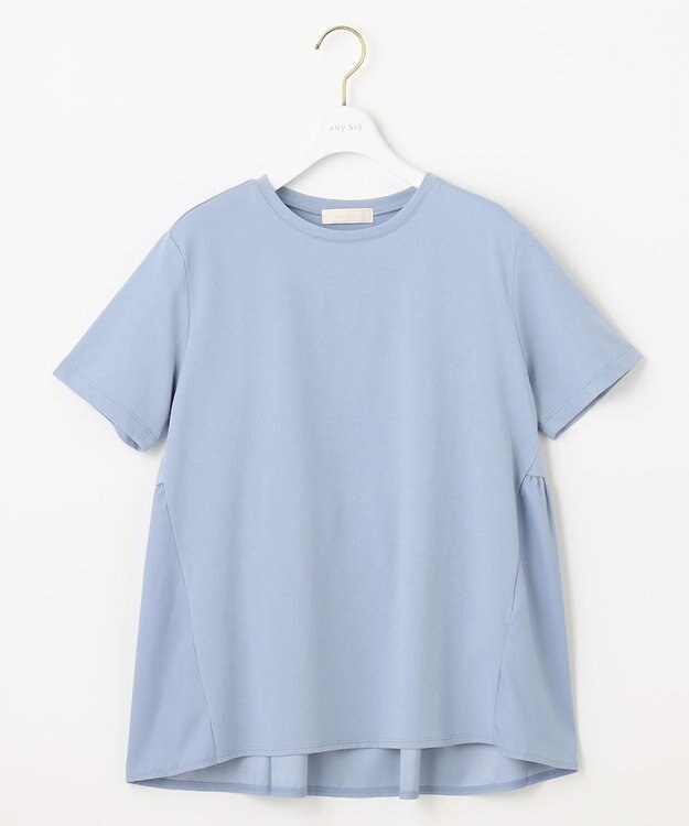 ANY SIS S 【WEB・一部店舗限定】サテンコンビ プルオーバー スモーキーブルー