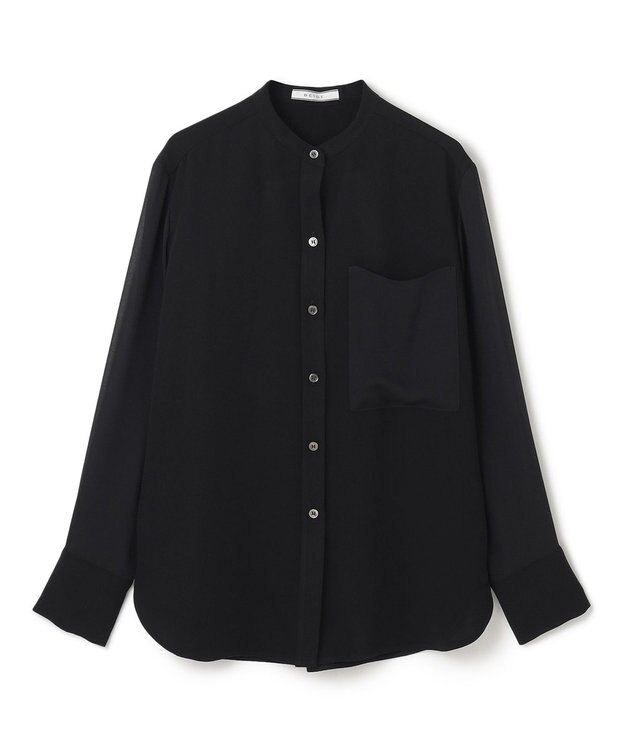 BEIGE， 【WEB限定・洗える】CELOSIA / シアースリーブスタンドカラーブラウス Black