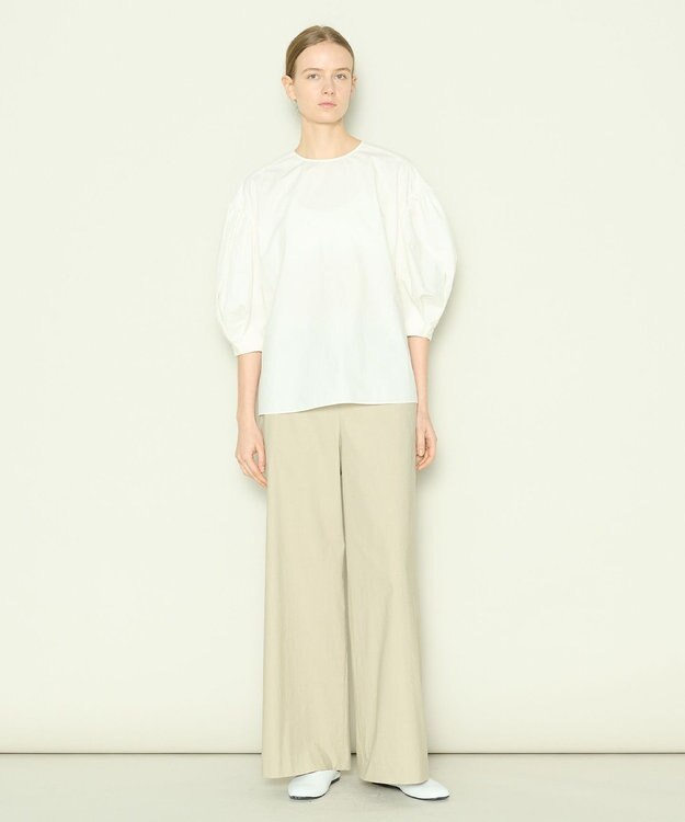 JOSEPH 【洗える】コットンシルク　ラウンドネックブラウス Ivory