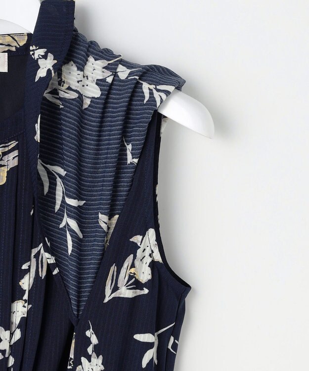 ANY SIS シアーパターン ワンピース ネイビー花柄