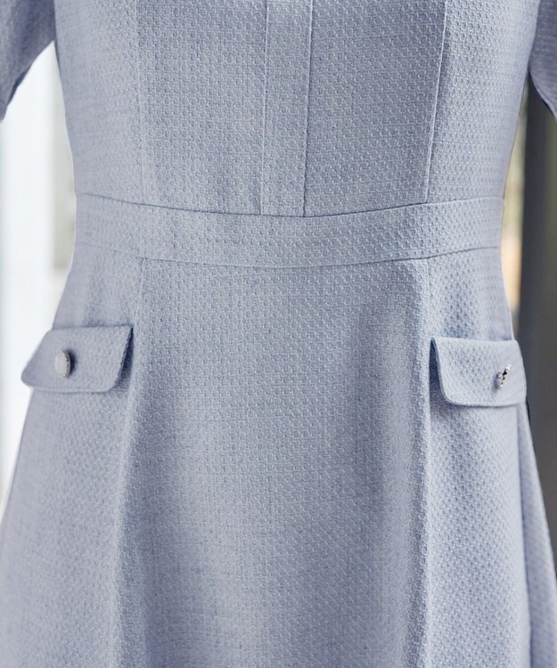 Tiaclasse 半袖サマーツイードワンピース サックス