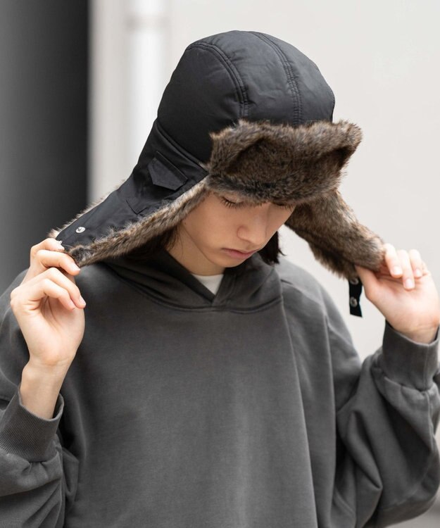 WEGO 【ユニセックス着用ITEM/暖かい】フライトキャップ ブラック