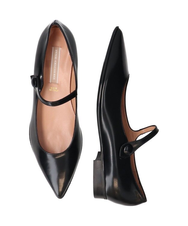 INTER-CHAUSSURES 【INTER-CHAUSSURES】ポインテッドトウストラップパンプス ブラック