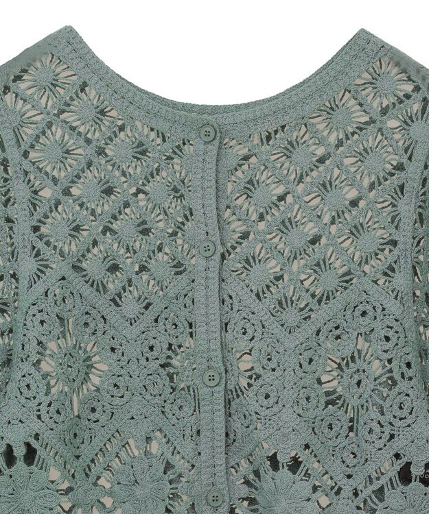 Green Parks ・ＳＵＧＡＲ　ＳＰＯＯＮ　２ｗａｙクロシェカーディガン Gray Beige