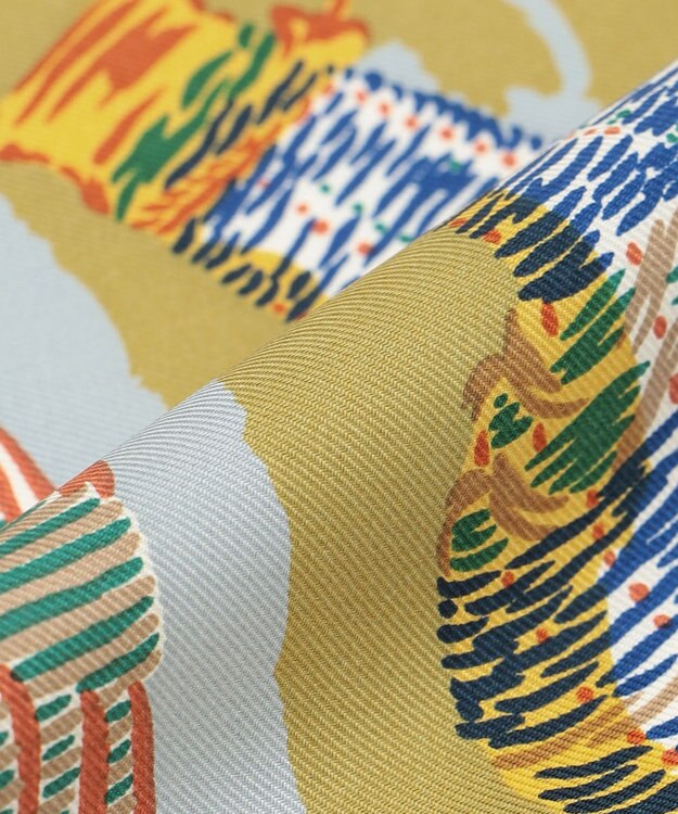 23区 manipuri コラージュウィッカボトル スカーフ イエロープリント