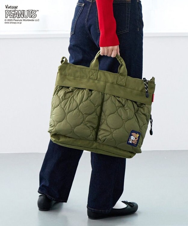 ROOTOTE 8456【スヌーピー】IP.A4アーキャトルワイド.パフ.ピーナッツ-0R 02：カーキ